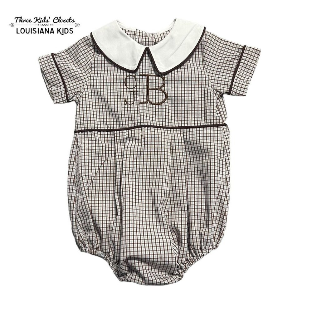 Honesty 3m Personalized Monogram CJB cBj Plaid Bubble Romper